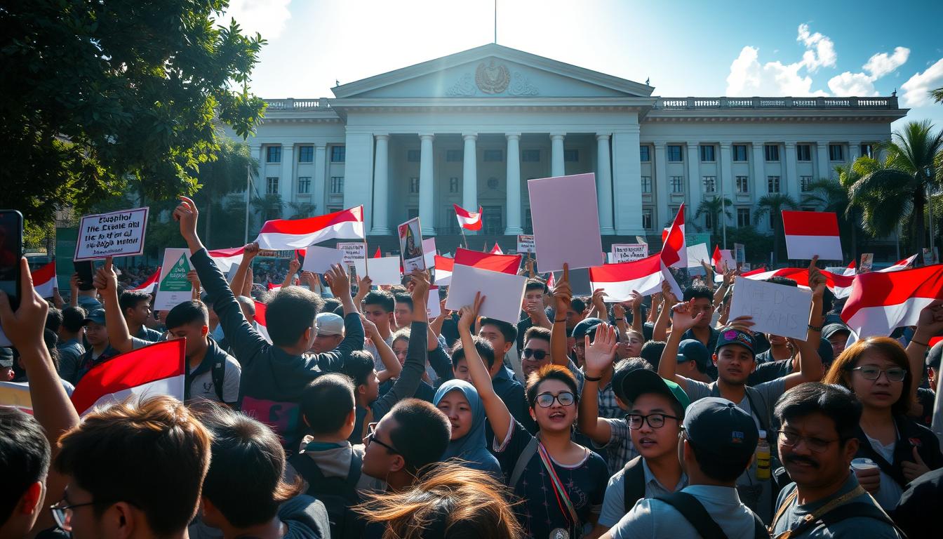 Aksi Demonstrasi Mahasiswa di Depan Gedung DPR