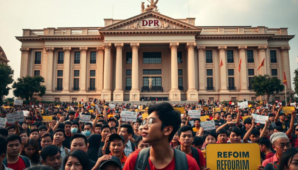 tuntutan mahasiswa di gedung DPR