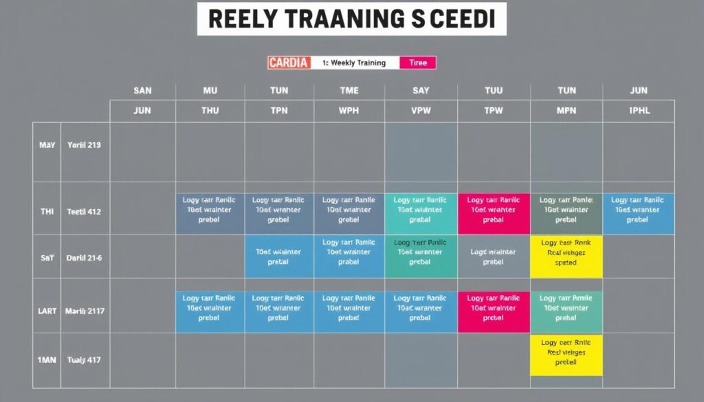 Contoh jadwal latihan mingguan yang mengombinasikan kardio dan beban untuk pelari jarak panjang